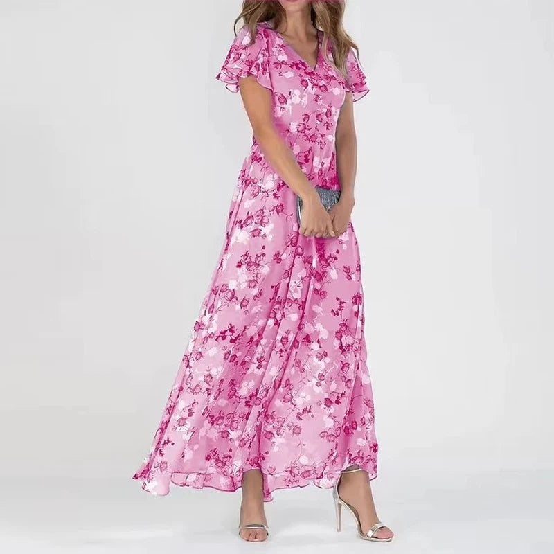 Elegantes Damen-Chiffonkleid mit Blumenmuster