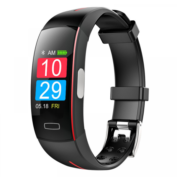 Schwarzes Fitnessarmband mit digitalem Display, Herzfrequenzmesser, Schrittzähler, wasserdicht.
