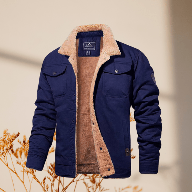 "Fleecegefütterte Winterjacke für Herren, dunkelgrau, modernes Design, extra warm, robust, Alltagsgebrauch."