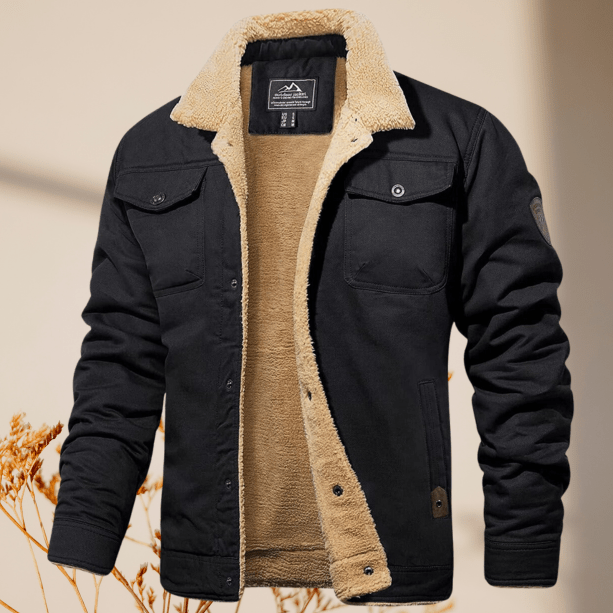 "Fleecegefütterte Winterjacke für Herren, dunkelgrau, modernes Design, extra warm, robust, Alltagsgebrauch."