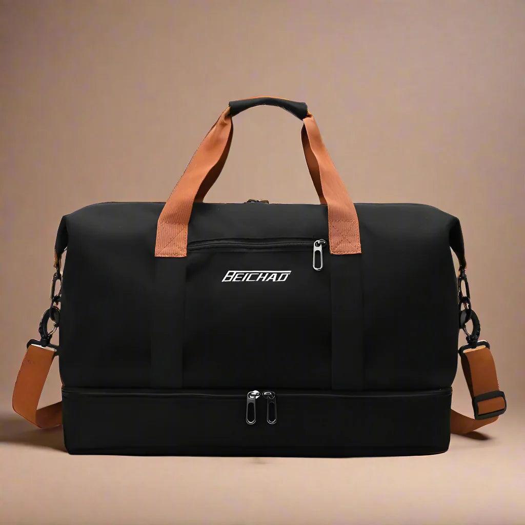 "FlexFit Pro Duffel: Vielseitige, robuste Tasche aus Nylon mit speziellem Schuhfach und abnehmbarem Schultergurt."