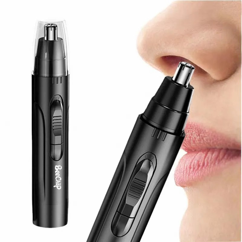 Elektrischer Nasenhaarschneider, schwarz, ergonomisch, präzise Haarentfernung, Unisex.