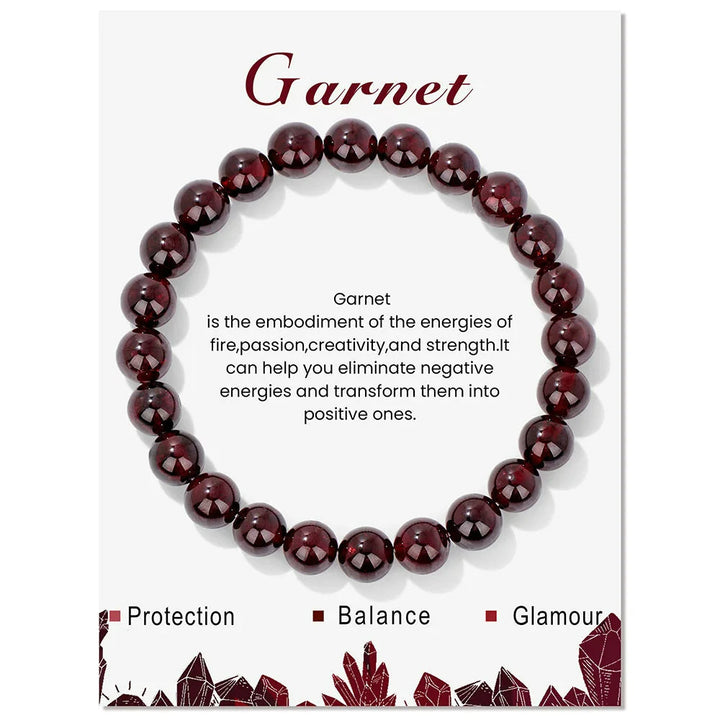 Granat-Armband aus roten Edelsteinen, elastisch, für Schutz, Balance und Glamour.