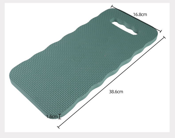 "Garten-Kniepolster aus hellblauem, rutschfestem Material für komfortable, schmerzfreie Gartenarbeit auf harten Oberflächen."