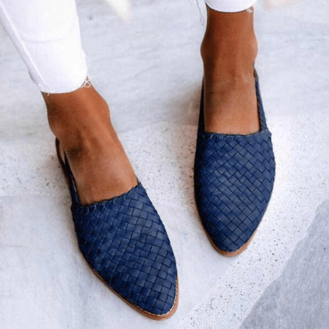 "Geflochtene Slingback Ballerinas, elegant und edel, in verschiedenen Farben, ideal für Damen zu jedem Anlass."