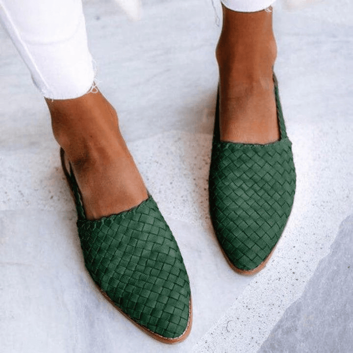 "Geflochtene Slingback Ballerinas, elegant und edel, in verschiedenen Farben, ideal für Damen zu jedem Anlass."