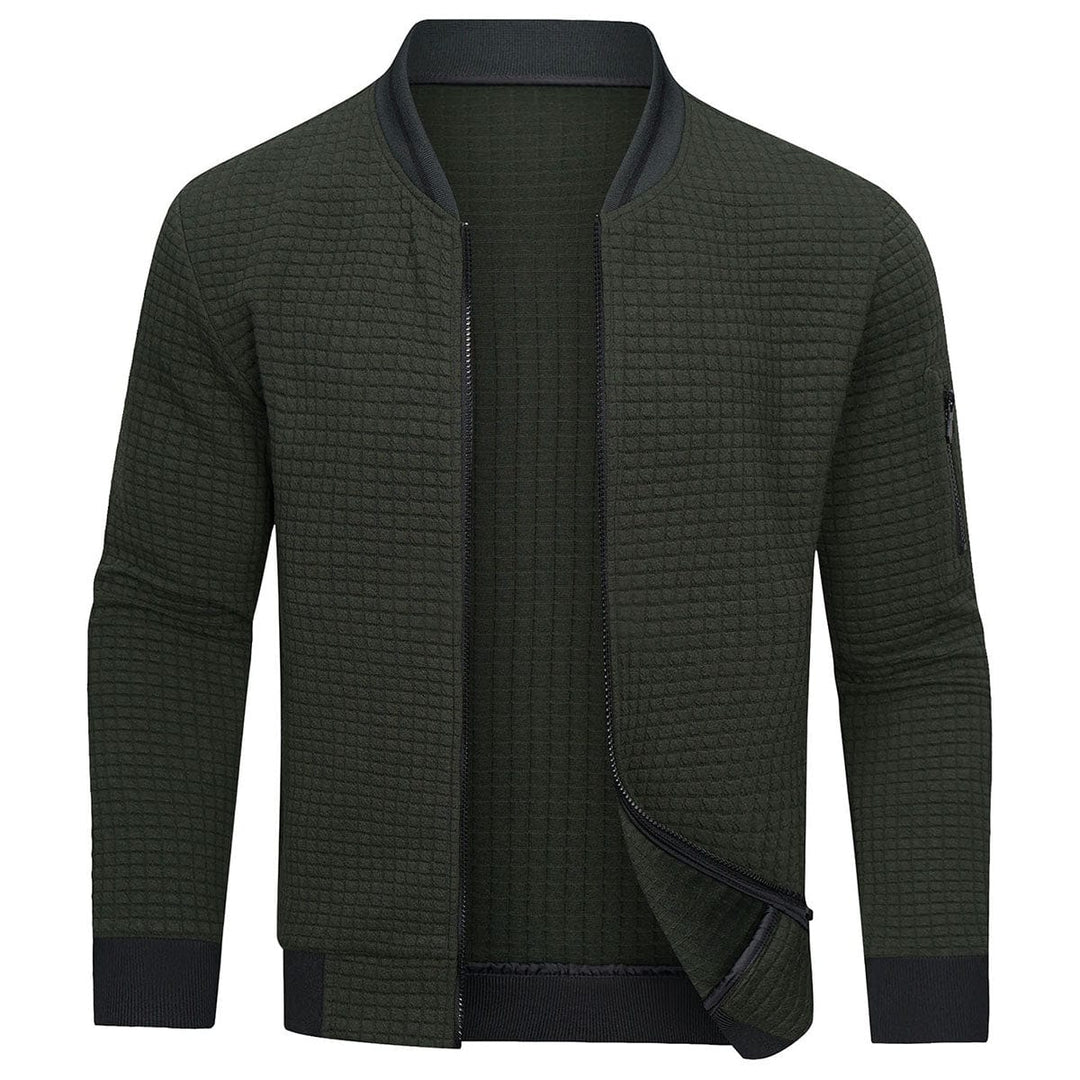 Gemütlicher Herren Strickpullover, warmes Gewebe, Reißverschluss, ideal für Outdoor, in Grau, langlebiger Komfort.