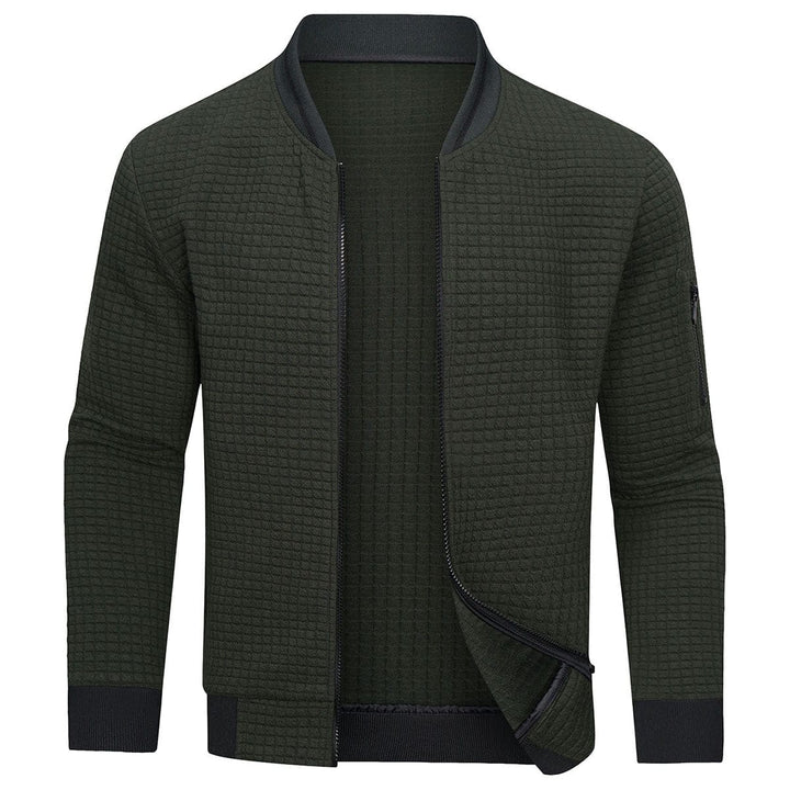 Gemütlicher Herren Strickpullover, warmes Gewebe, Reißverschluss, ideal für Outdoor, in Grau, langlebiger Komfort.