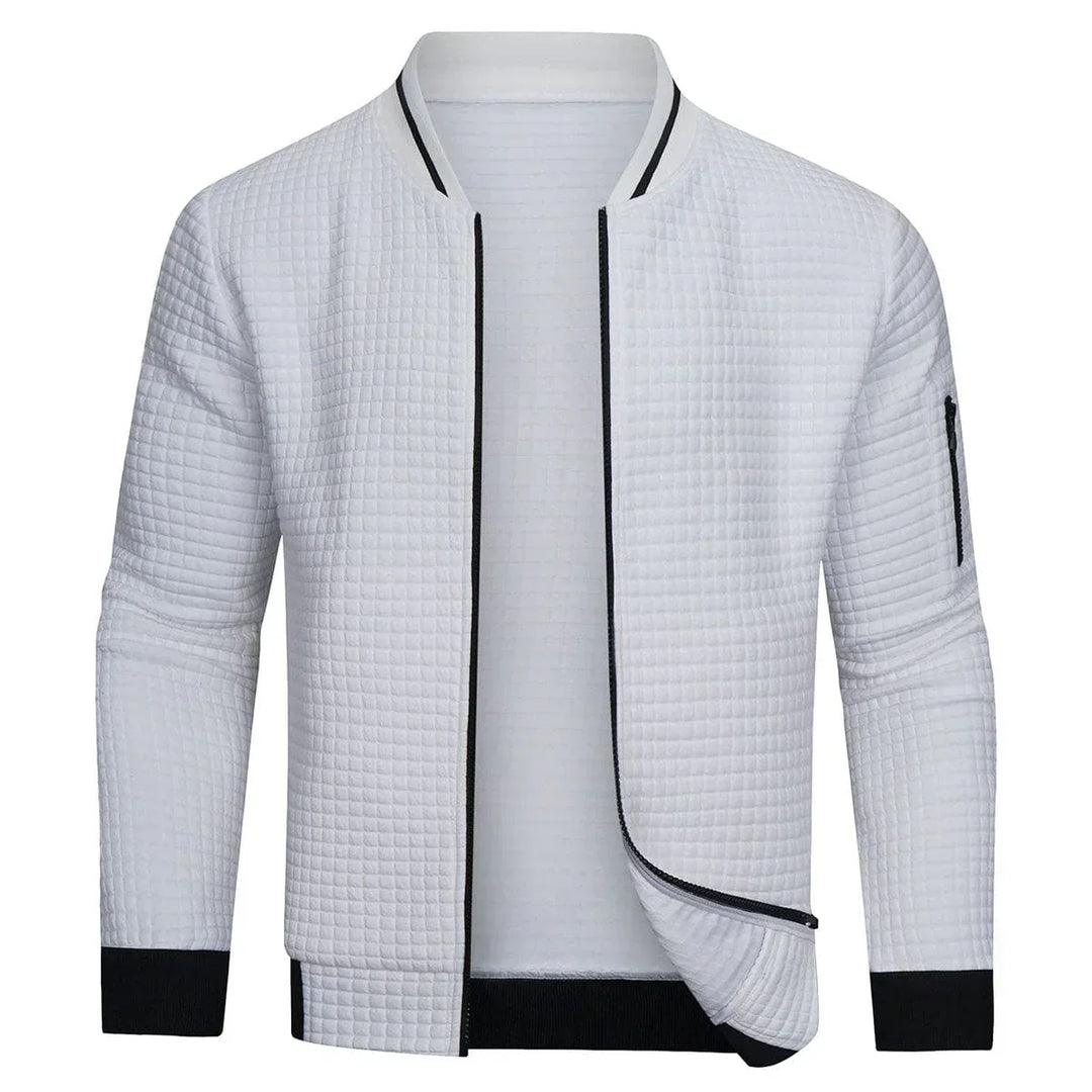 Gemütlicher Herren Strickpullover, warmes Gewebe, Reißverschluss, ideal für Outdoor, in Grau, langlebiger Komfort.