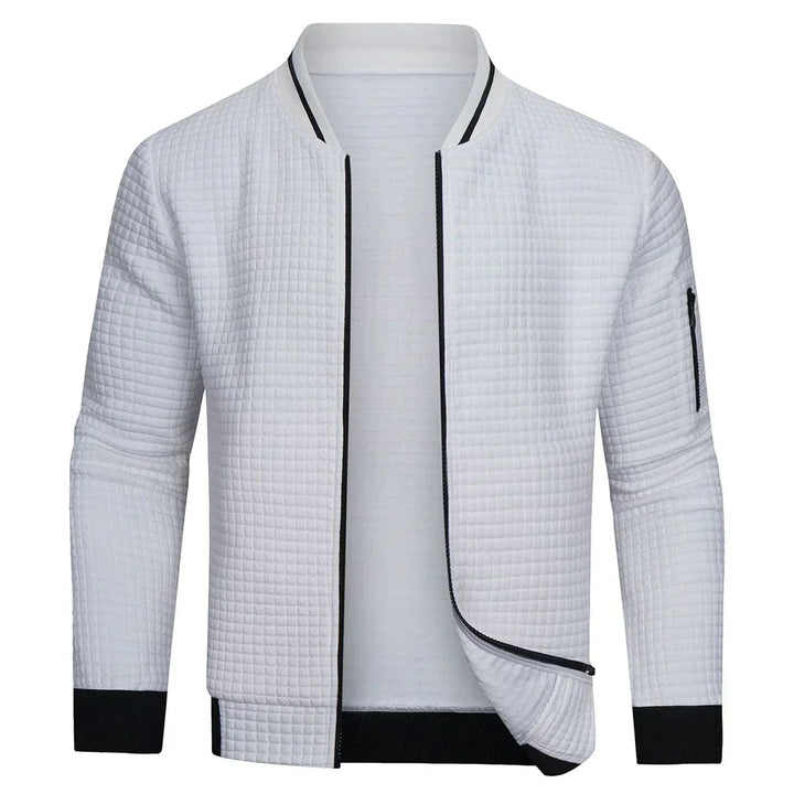 Gemütlicher Herren Strickpullover, warmes Gewebe, Reißverschluss, ideal für Outdoor, in Grau, langlebiger Komfort.
