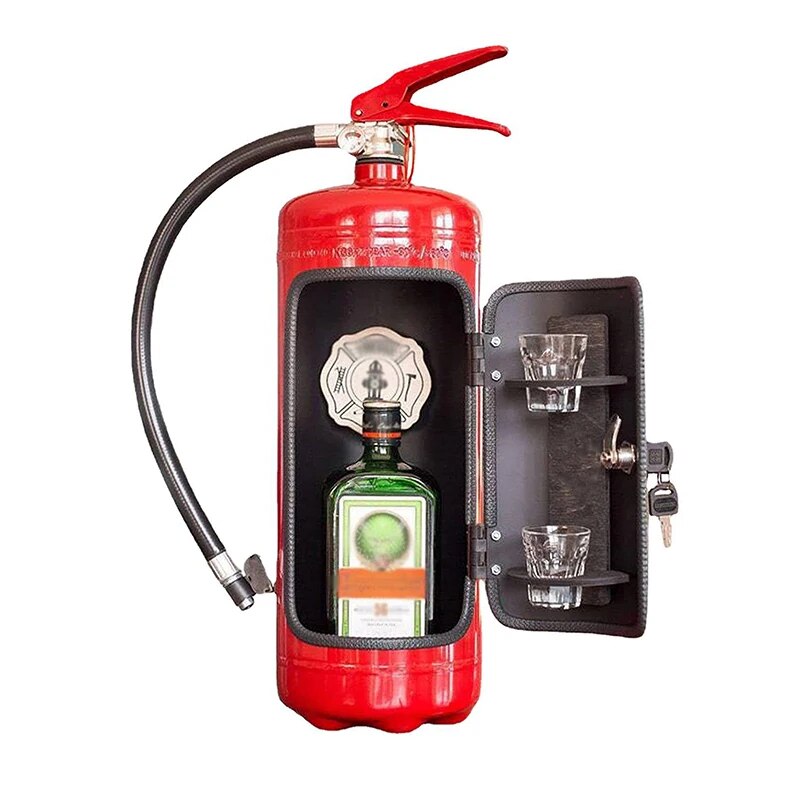 Getränkezubehör im Feuerlöscher-Design, ideal für Flaschenaufbewahrung, rot und kreativ - perfekter Hingucker für die Bar.