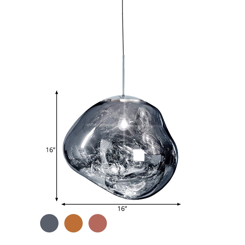 Moderne Glas-Hängeleuchte, rauchgrau, 16 Zoll, elegantes Design für Wohnzimmerbeleuchtung.
