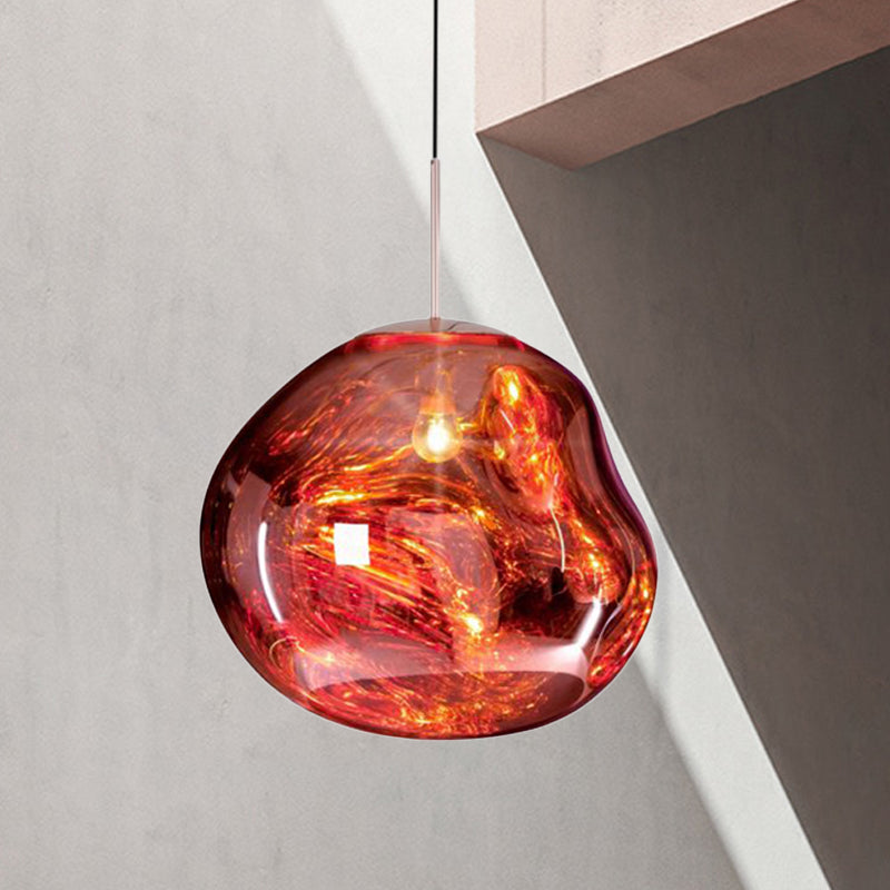 Rote Glas-Pendelleuchte, modern, hängend, Wohnzimmerbeleuchtung, stilvolles Design.