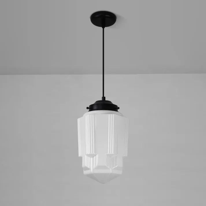 Vintage Geometrische Milchglas Pendelleuchte
