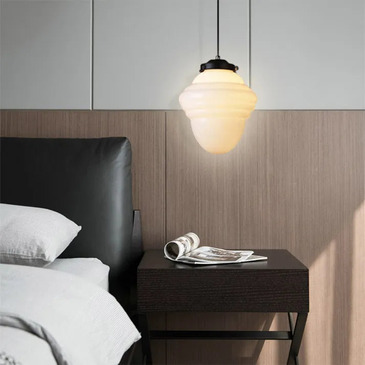 Vintage Geometrische Milchglas Pendelleuchte