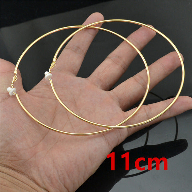 Goldene Creolen Ohrringe 11cm, Modeschmuck, Damen Accessoire, großer Durchmesser, elegant.
