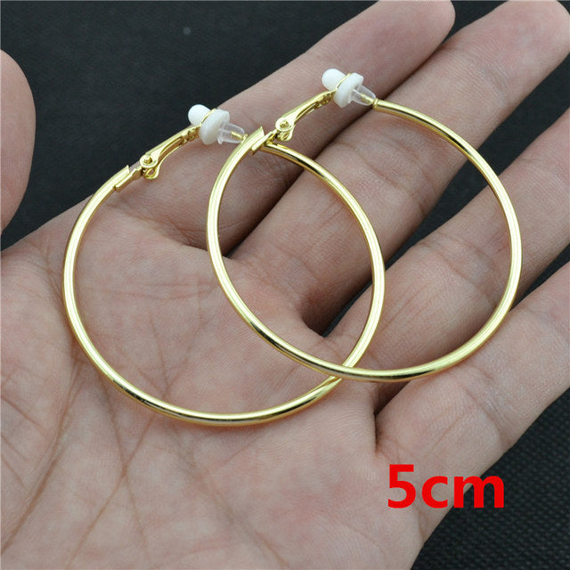 Goldene Creolen Ohrringe 5cm, Edelstahl, modisch, Damen Schmuck, glänzend, elegant.