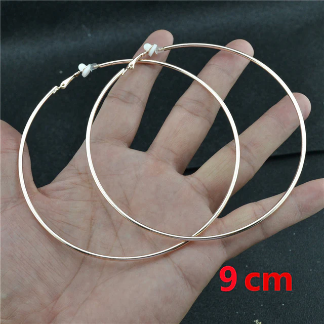 Roségoldene Creolen Ohrringe, 9 cm, modisch, elegant, Schmuck für Damen.