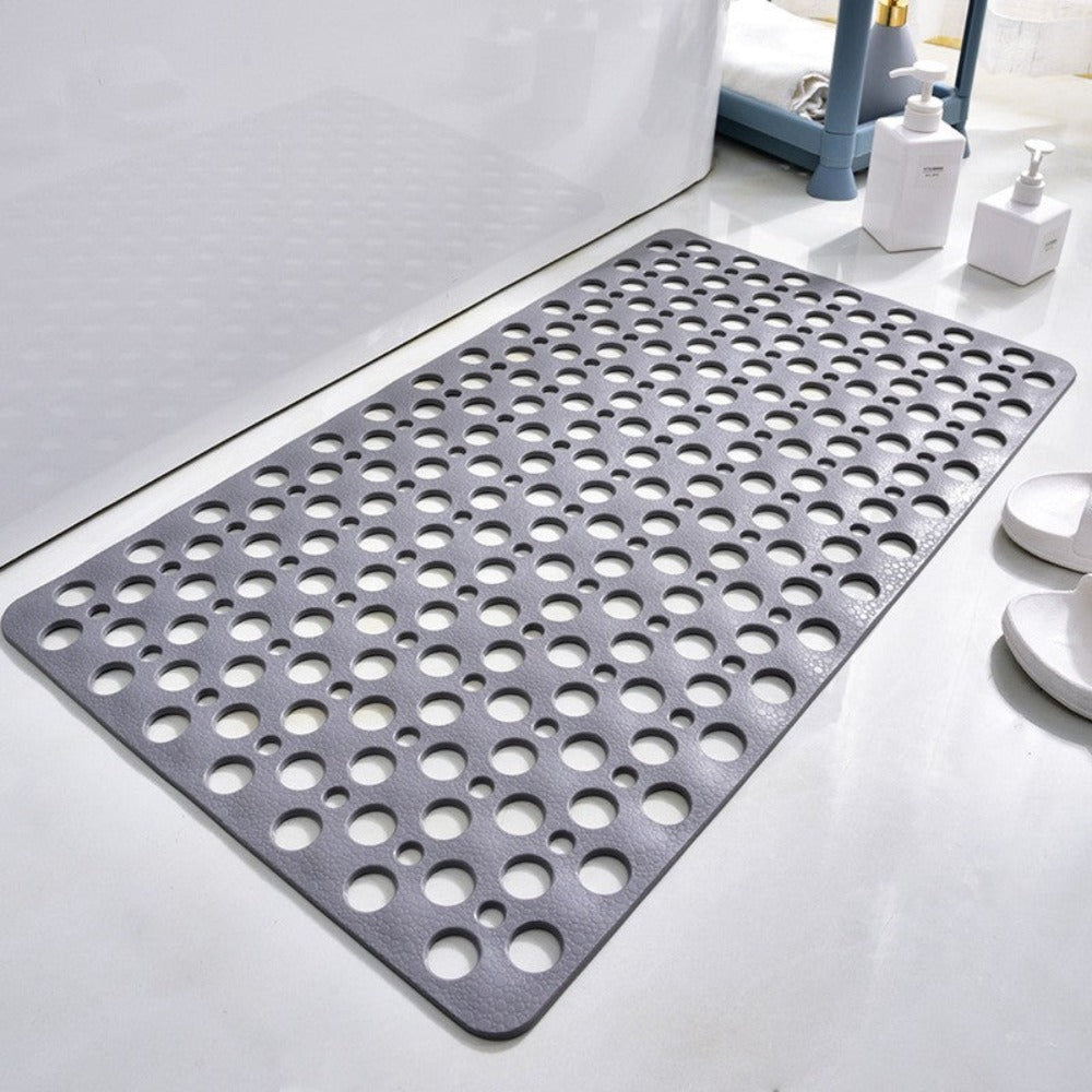 Graue Luxus Anti-Rutsch Duschmatte mit Saugnäpfen, rutschfest, hygienisch, wasserabweisend in modernem Design.