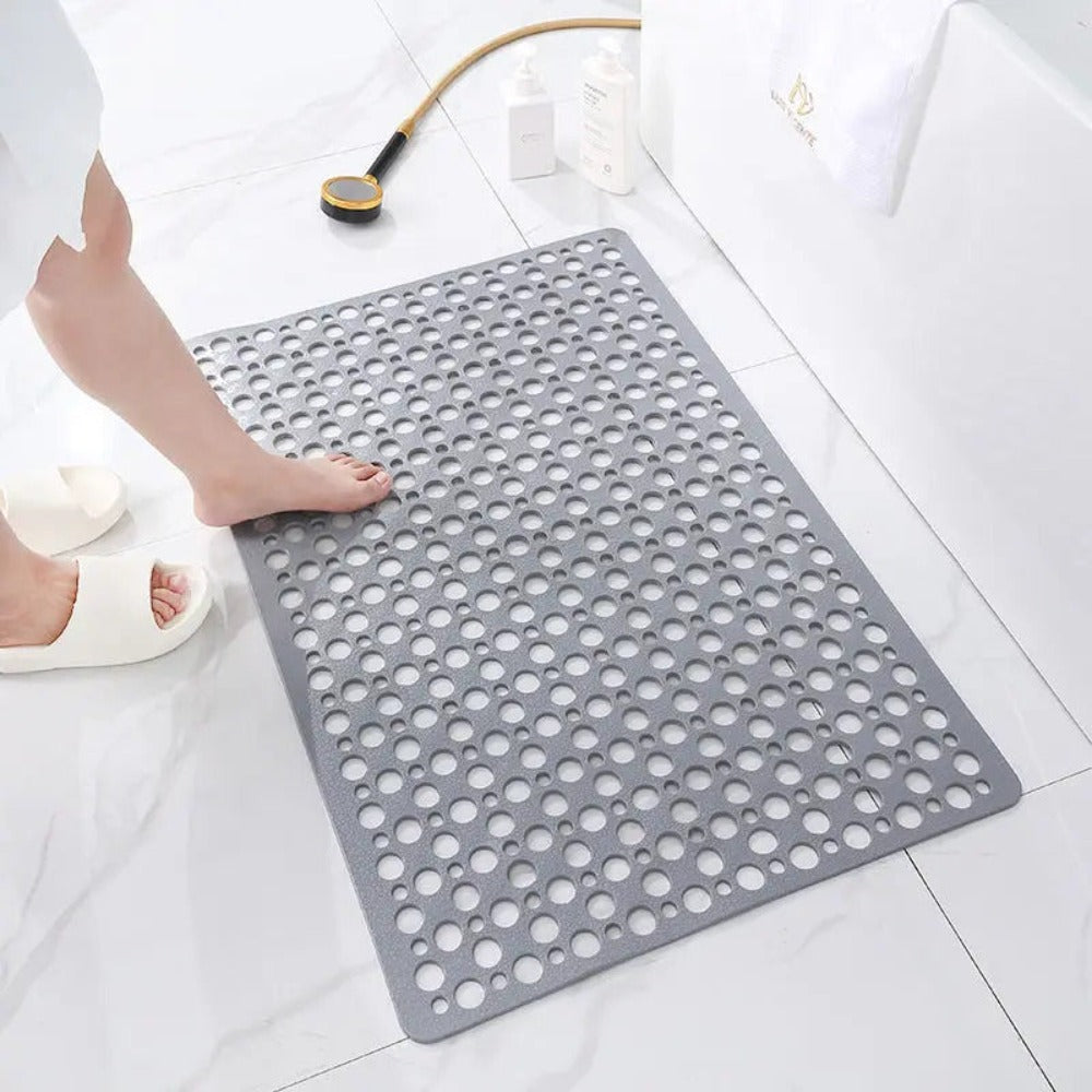 Graue Luxus Anti-Rutsch Duschmatte mit Saugnäpfen, rutschfest, hygienisch, wasserabweisend in modernem Design.