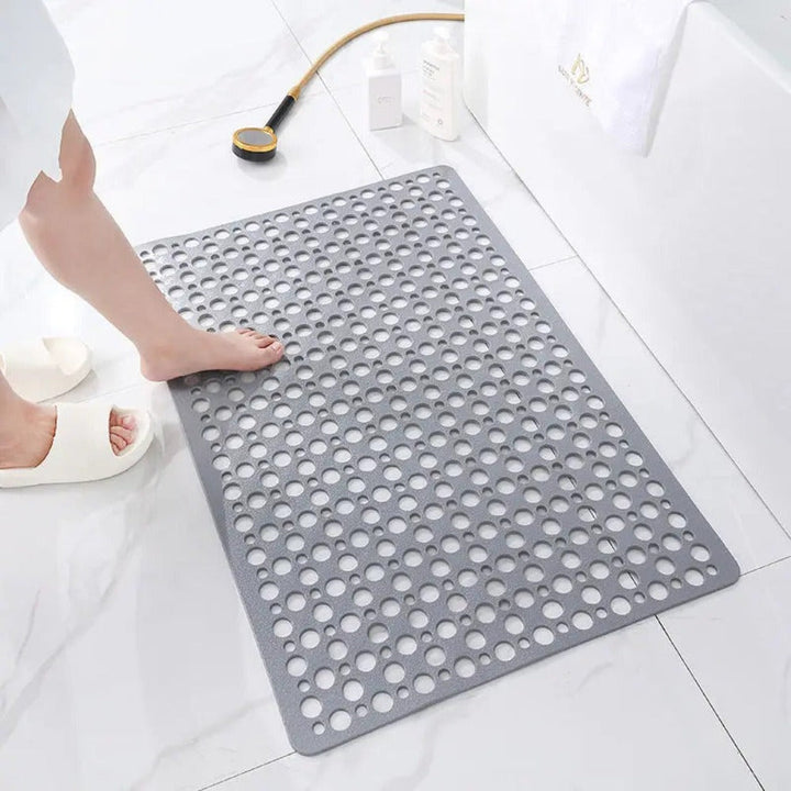 Graue Luxus Anti-Rutsch Duschmatte mit Saugnäpfen, rutschfest, hygienisch, wasserabweisend in modernem Design.