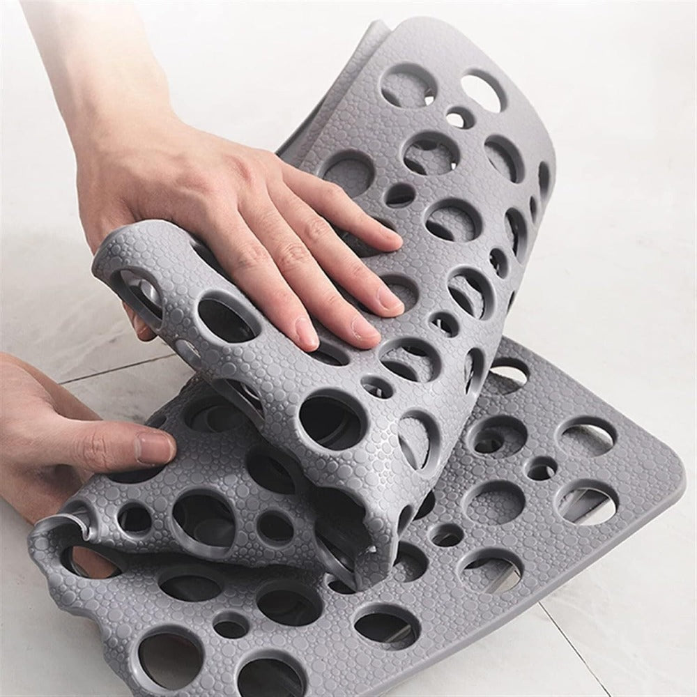 Graue Luxus Anti-Rutsch Duschmatte mit Saugnäpfen, rutschfest, hygienisch, wasserabweisend in modernem Design.