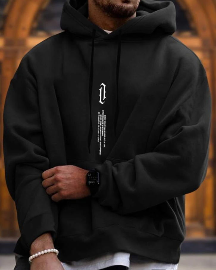 "Grauer Herrenpullover mit Kapuze, weiches Material, perfekter Sitz, vielseitig, zeitloser Stil für modebewusste Männer"