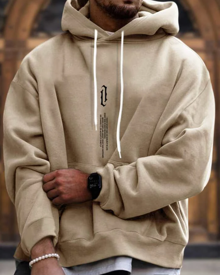 "Grauer Herrenpullover mit Kapuze, weiches Material, perfekter Sitz, vielseitig, zeitloser Stil für modebewusste Männer"