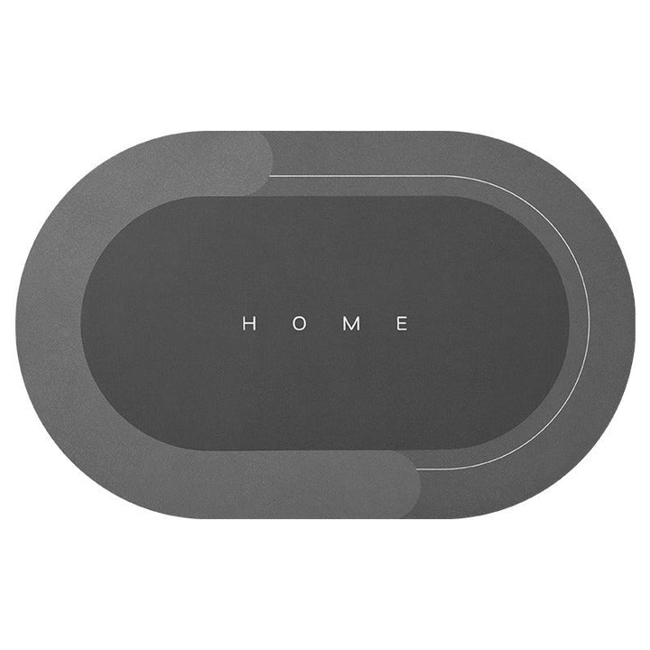 Grauer ovaler Teppich mit "HOME"-Schriftzug, rutschfest, modern, Wohnzimmer-Dekoration.