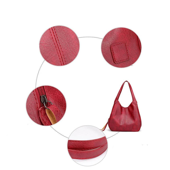 "Große stilvolle Ledertasche in Braun, Vintage-Design, ideal für Alltag und Reisen, mit sicheren Reißverschlussdetails."