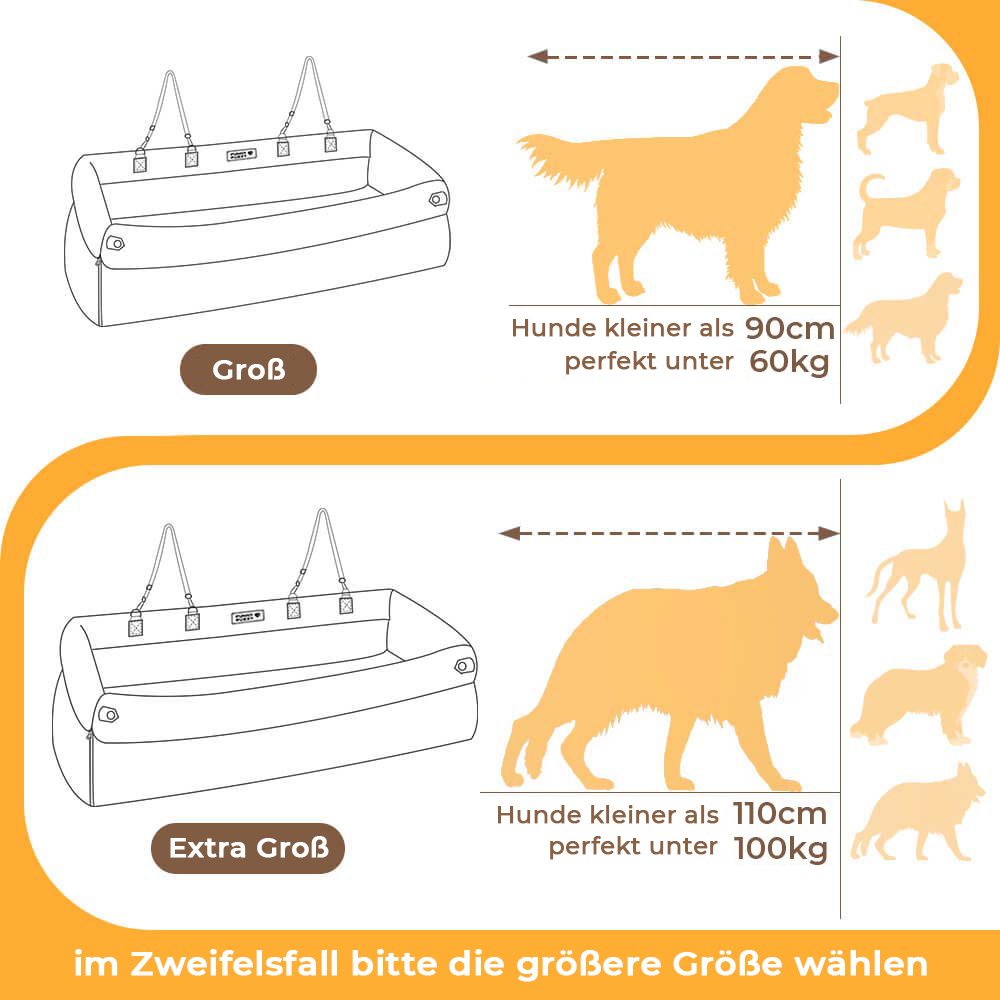 "Großer, stilvoller Deluxe-Hundesitz aus Kunstleder fürs Auto mit dicker Polsterung und erweiterbarem Liegebereich"