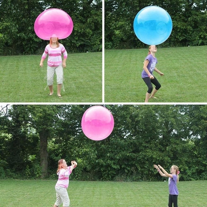 "Großer, transparenter Bubble-Ball für Outdoor-Spaß, flexibel und robust, ideal für Kinder und Erwachsene im Garten."
