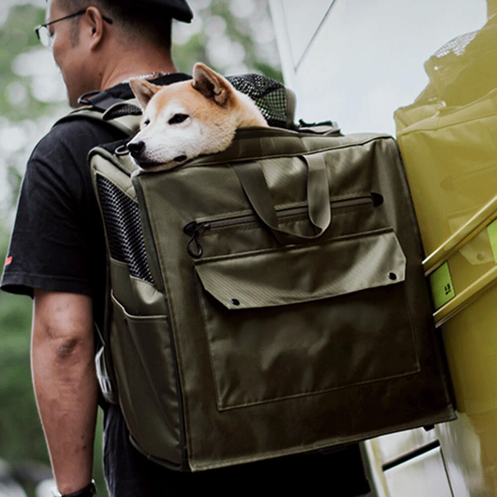"Großer, wasserdichter Haustier-Rucksack mit atmungsaktivem Mesh, ideal für unterwegs, geräumig und stilvoll."