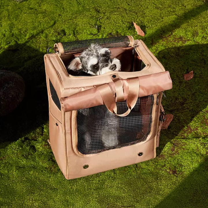 "Großer, wasserdichter Haustier-Rucksack mit atmungsaktivem Mesh, ideal für unterwegs, geräumig und stilvoll."