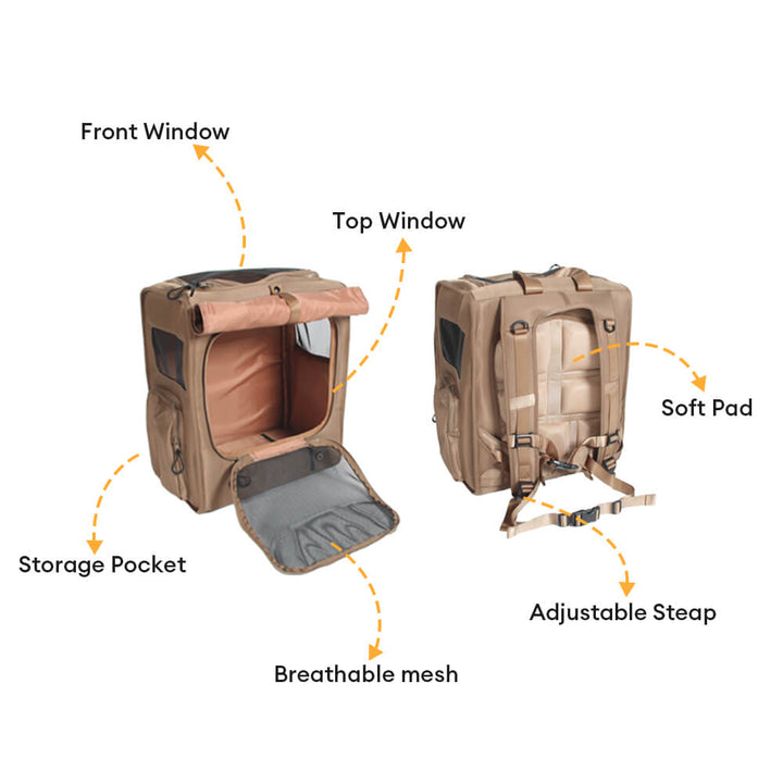 "Großer, wasserdichter Haustier-Rucksack mit atmungsaktivem Mesh, ideal für unterwegs, geräumig und stilvoll."