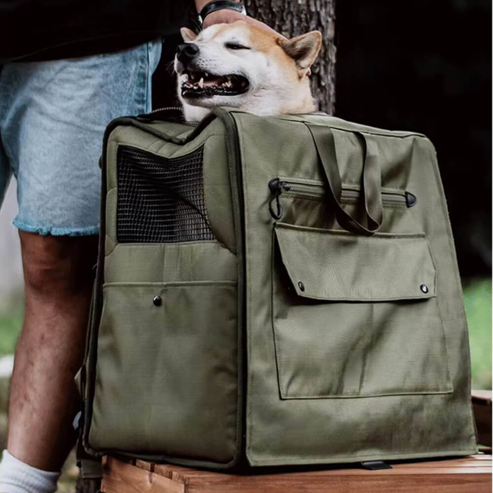 "Großer, wasserdichter Haustier-Rucksack mit atmungsaktivem Mesh, ideal für unterwegs, geräumig und stilvoll."