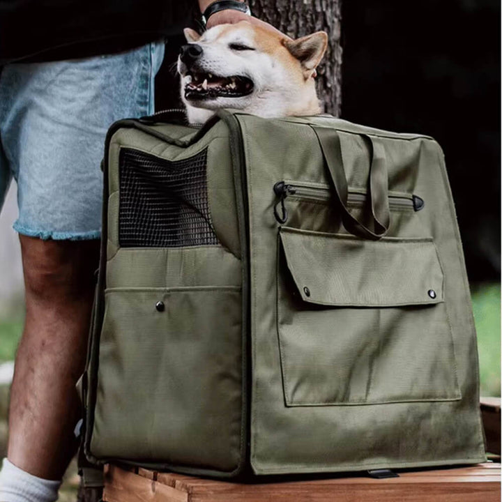 "Großer, wasserdichter Haustier-Rucksack mit atmungsaktivem Mesh, ideal für unterwegs, geräumig und stilvoll."