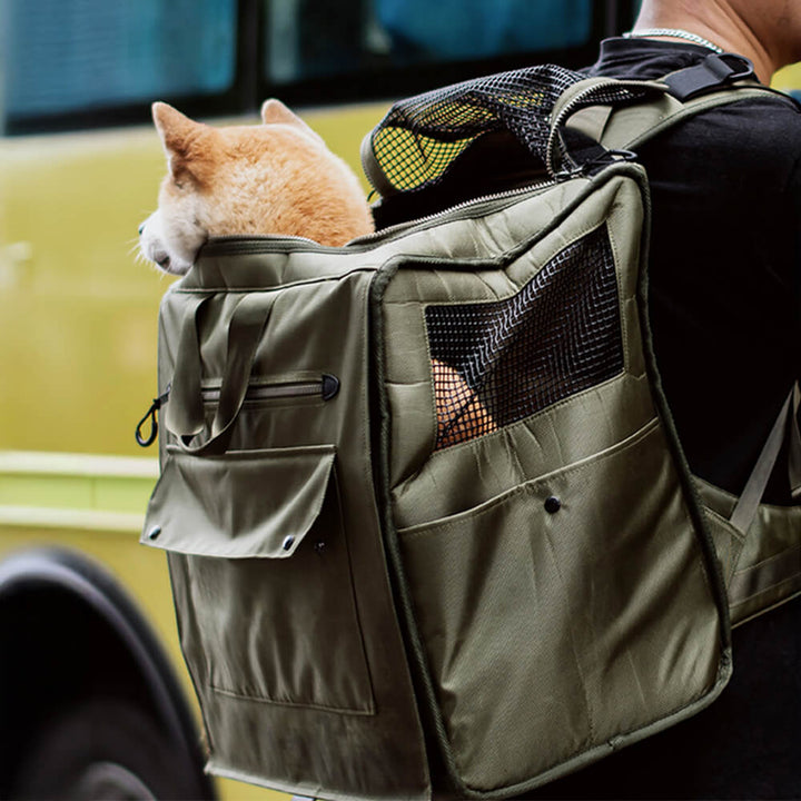 "Großer, wasserdichter Haustier-Rucksack mit atmungsaktivem Mesh, ideal für unterwegs, geräumig und stilvoll."