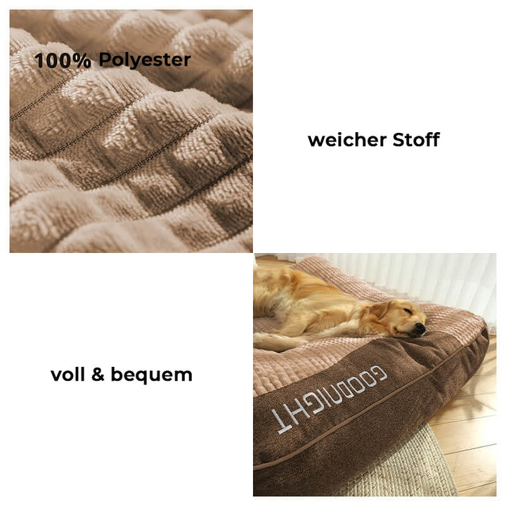 Großes dickes, kratzfestes Hundekissenbett mit Wirbelsäulenschutz und hoher Kopflehne, ideal für große Hunderassen.