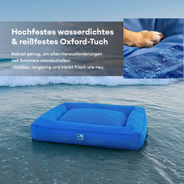 "Großes orthopädisches Hundebett, wasserdicht. Gemütliches Design mit robustem, kratzfestem Bezug und stützender Umrandung."