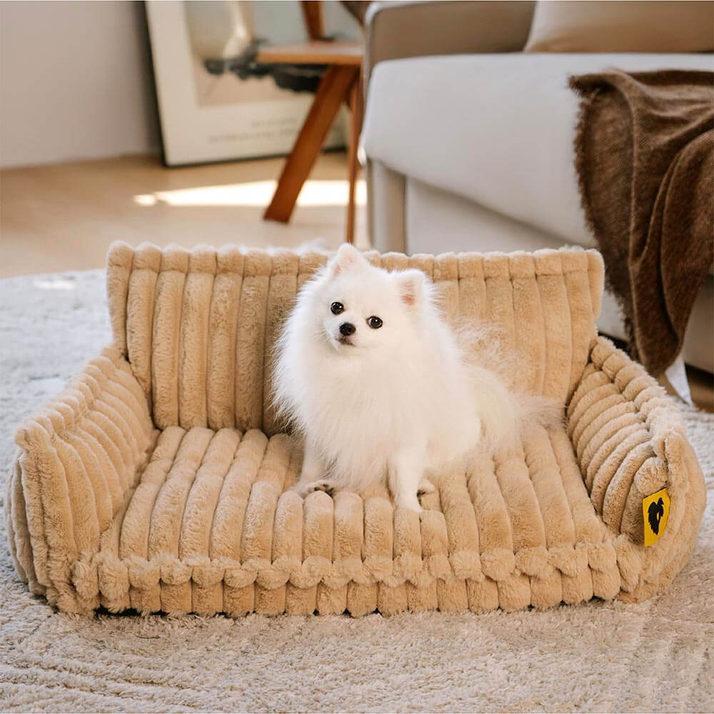 "Großes orthopädisches Hundekissen, flauschig, waschbar, mit weichem Lammfellimitat und ergonomischem Design für Komfort."