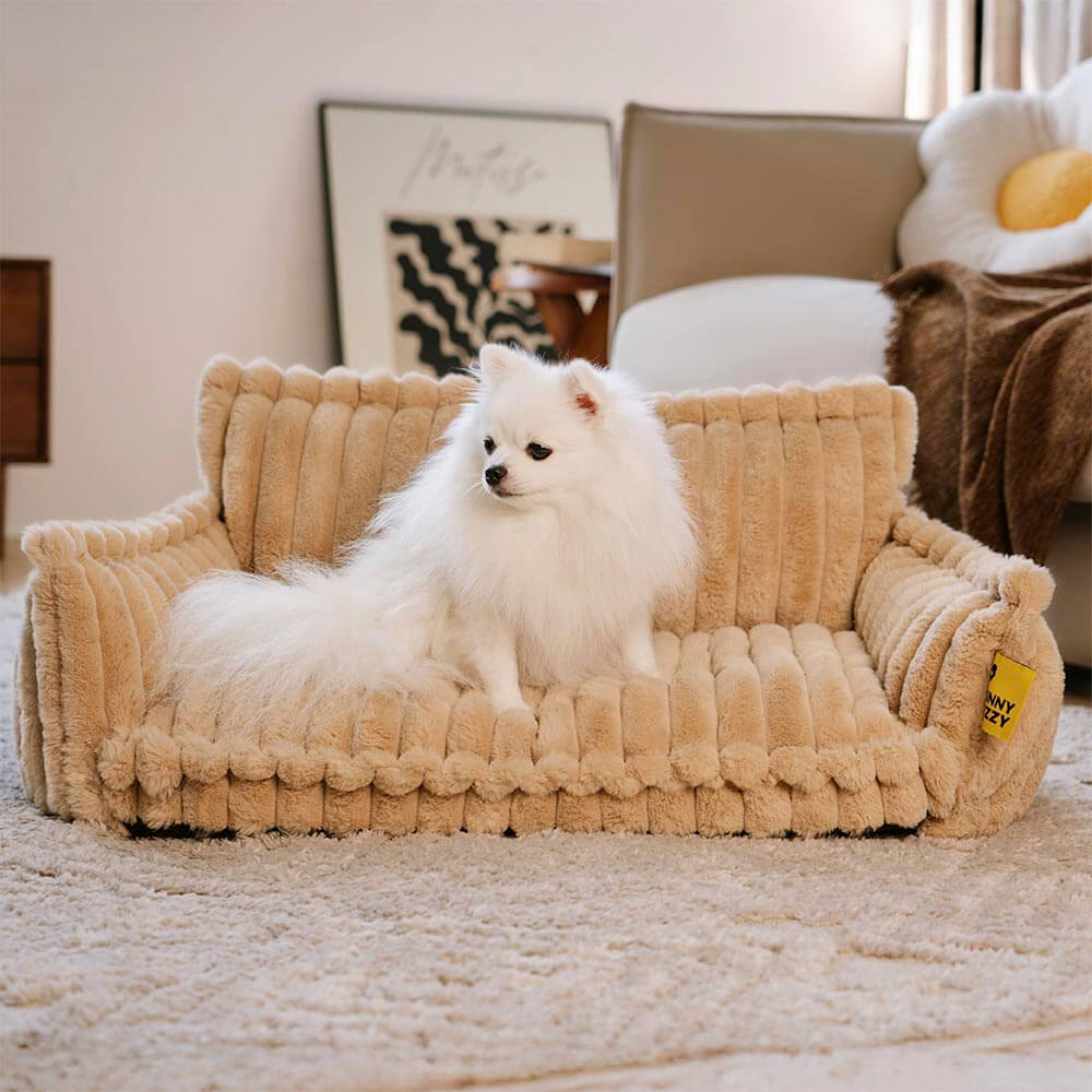 "Großes orthopädisches Hundekissen, flauschig, waschbar, mit weichem Lammfellimitat und ergonomischem Design für Komfort."