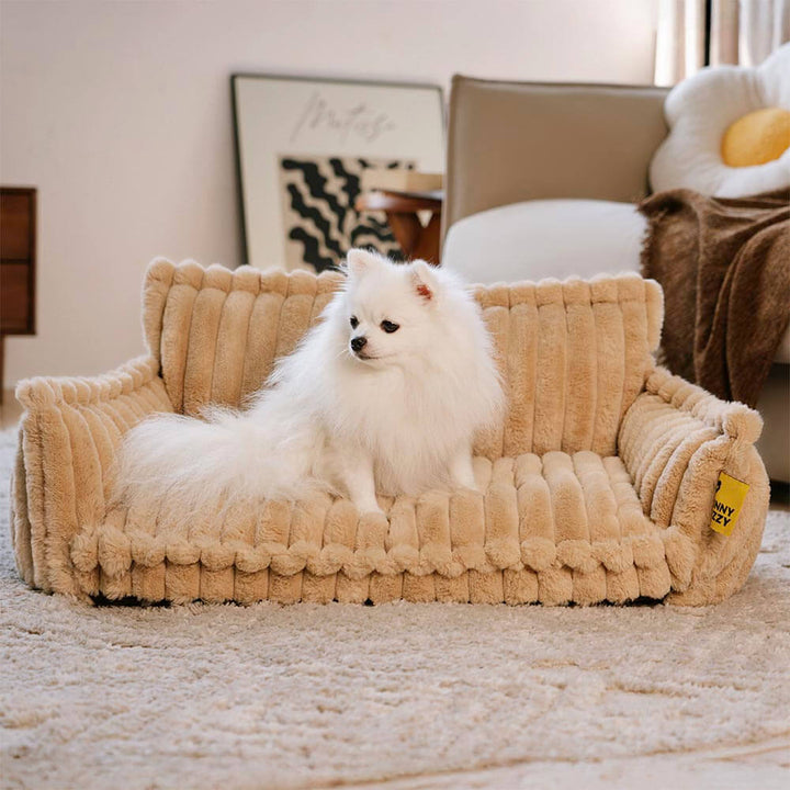 "Großes orthopädisches Hundekissen, flauschig, waschbar, mit weichem Lammfellimitat und ergonomischem Design für Komfort."