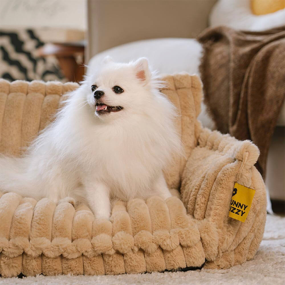 "Großes orthopädisches Hundekissen, flauschig, waschbar, mit weichem Lammfellimitat und ergonomischem Design für Komfort."
