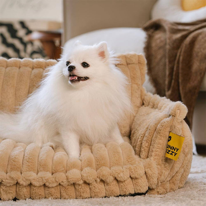 "Großes orthopädisches Hundekissen, flauschig, waschbar, mit weichem Lammfellimitat und ergonomischem Design für Komfort."