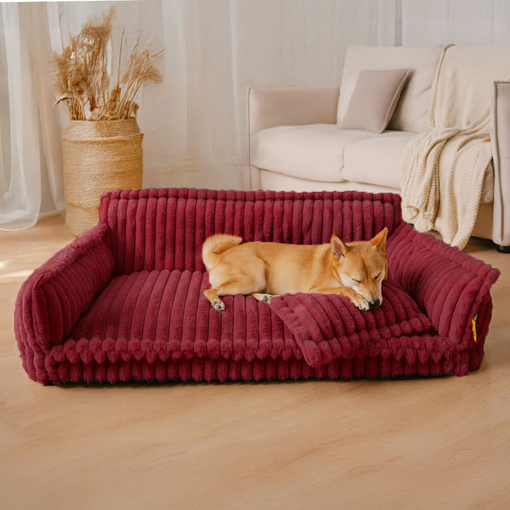"Großes orthopädisches Hundekissen, flauschig, waschbar, mit weichem Lammfellimitat und ergonomischem Design für Komfort."
