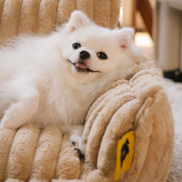 "Großes orthopädisches Hundekissen, flauschig, waschbar, mit weichem Lammfellimitat und ergonomischem Design für Komfort."