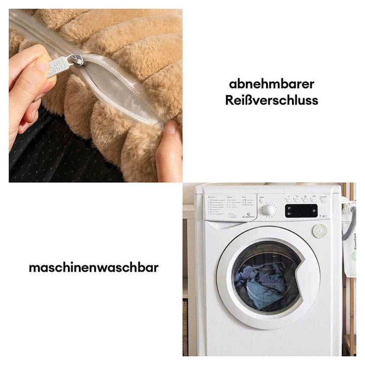 "Großes orthopädisches Hundekissen, flauschig, waschbar, mit weichem Lammfellimitat und ergonomischem Design für Komfort."