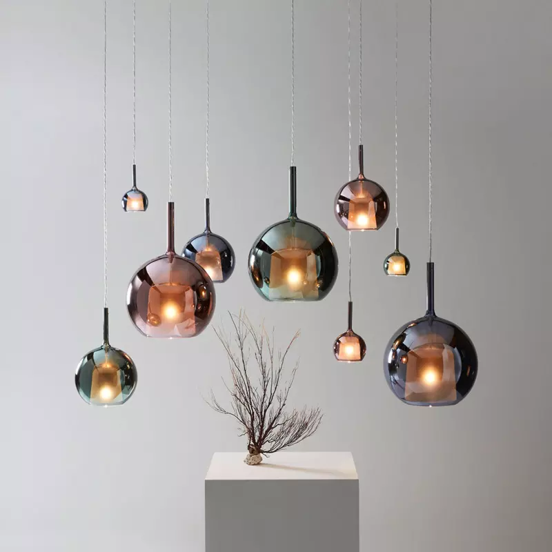 Minimalistische skandinavische Hängelampen aus Aluminium und Glas