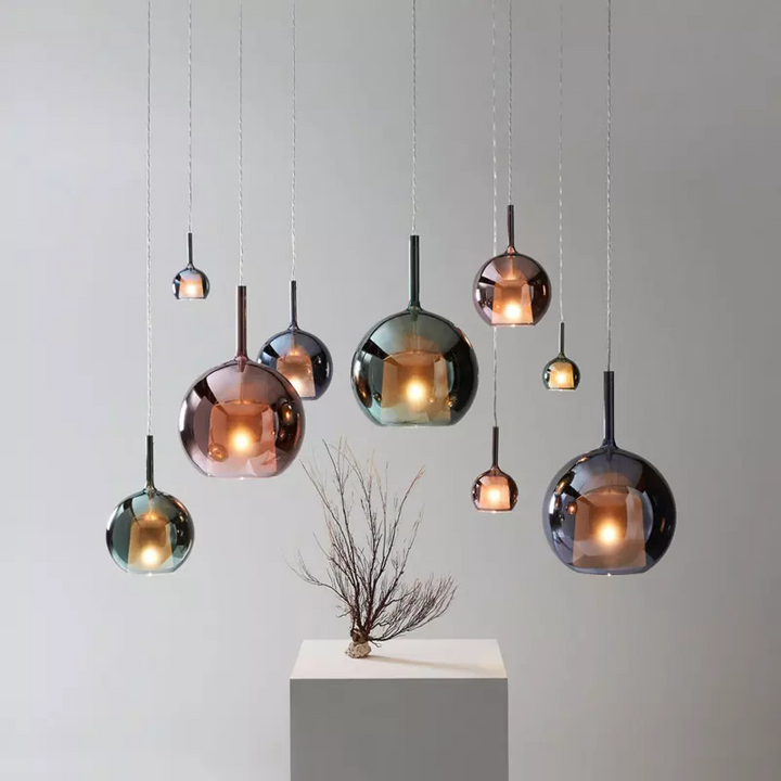 Minimalistische skandinavische Hängelampen aus Aluminium und Glas